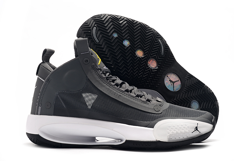 Air Jordan 34 Cool Grey Yellow Shoes - Click Image to Close